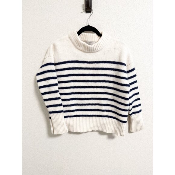 La Ligne Womens Marin Sweater Crew Neck Wool Cashmere Striped Cream Navy Small - Picture 3 of 7